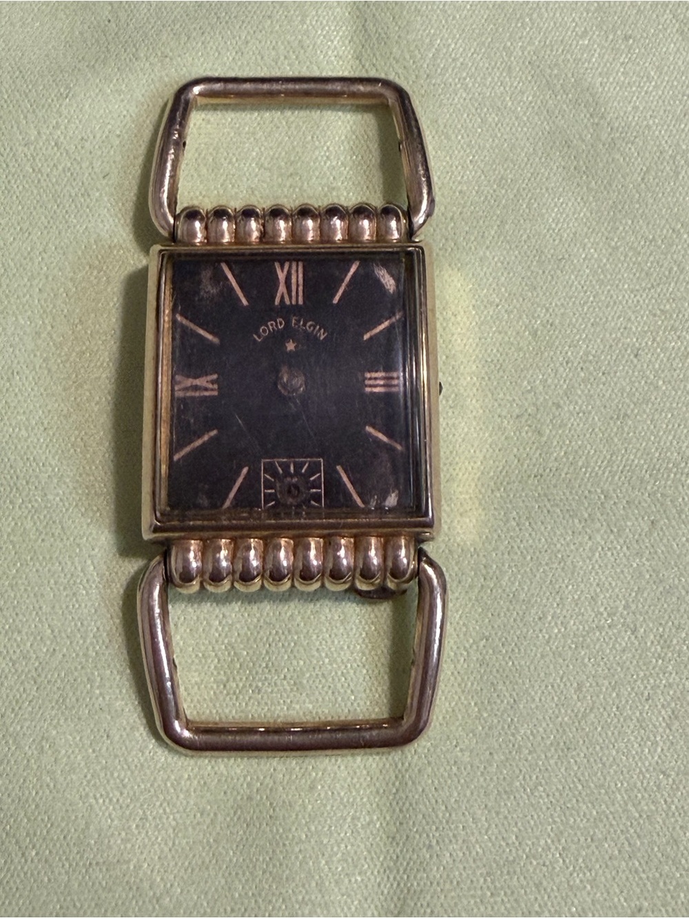Lord Elgin 14K Rose Gold Square Wrist Watch Case. For Parts Only